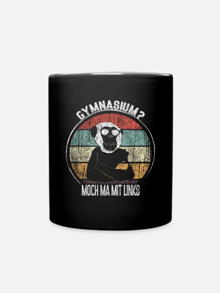 Vintage Monkey Gymnasium Pun - Full Colour Mug - black