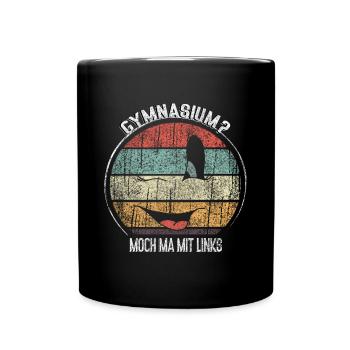 Retro Gymnasium Wortspiel Lustig Einschulung - Tasse einfarbig - Schwarz - Vorne