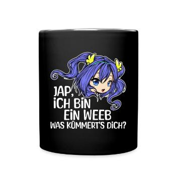 Anime Statement Mädchen Manga Zeichentrick Comic - Tasse einfarbig - Schwarz - Vorne