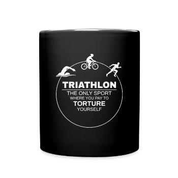 Schwimmen, Radfahren, Laufen, Triathlon, Triathlet, Leichtathletik - Tasse einfarbig - Schwarz - Vorne