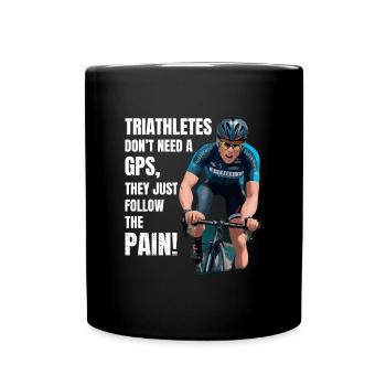 Schwimmen, Radfahren, Laufen, Triathlon, Triathlet, Leichtathletik - Tasse einfarbig - Schwarz - Vorne