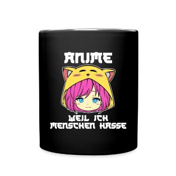 Trickfilm Comic Anime Manga Statement Zeichentrick - Tasse einfarbig - Schwarz - Vorne