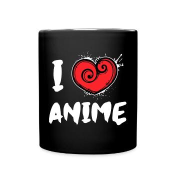 Manga Ich Liebe Anime Statement Trickfilm Herz - Tasse einfarbig - Schwarz - Vorne