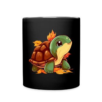 Herbstliche Schildkröte: Spaziergang durch - Tasse einfarbig - Schwarz - Vorne