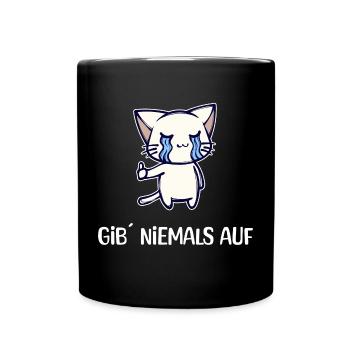 Katze Statement Manga Comic Zeichentrick Anime - Tasse einfarbig - Schwarz - Vorne