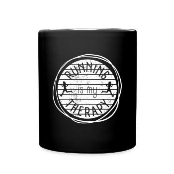Running Is My Therapy Retro Sunset - Full Colour Mug - black - Front