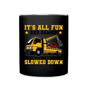 Abschleppwagen | Abschlepper Auto Panne Geschenke - Tasse einfarbig - Schwarz - Vorne