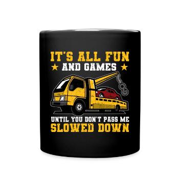 Abschleppwagen | Abschlepper Auto Panne Geschenke - Tasse einfarbig - Schwarz - Vorne
