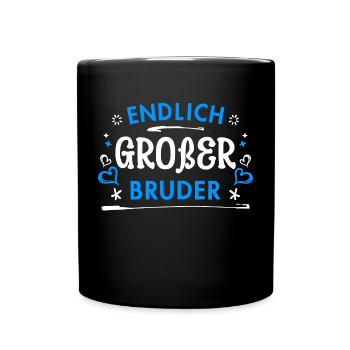 Bruderherz Statement Stolzer Großer Bruder Herz - Tasse einfarbig - Schwarz - Vorne