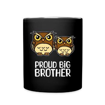 Fier Big Brother Owl Déclaration Frères et sœurs - Mug uni - noir - Devant