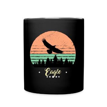 Adler Vintage Tiere Greifvogel Vogel - Tasse einfarbig - Schwarz - Vorne
