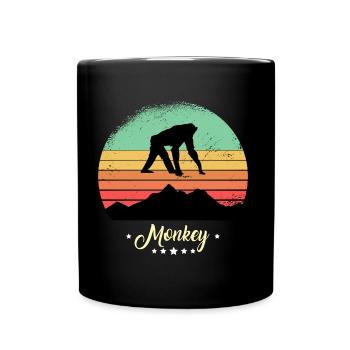 Monkey Vintage Animals Retro Sunset - Full Colour Mug - black - Front