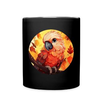 Cacatoès d’automne: feuillage et coucher de soleil - Mug uni - noir - Devant