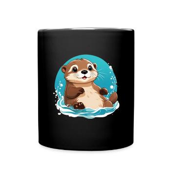 Loutre - Mug uni - noir - Devant
