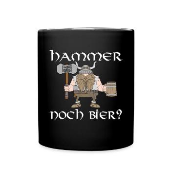 Hammer noch Bier - Tasse einfarbig - Schwarz - Vorne
