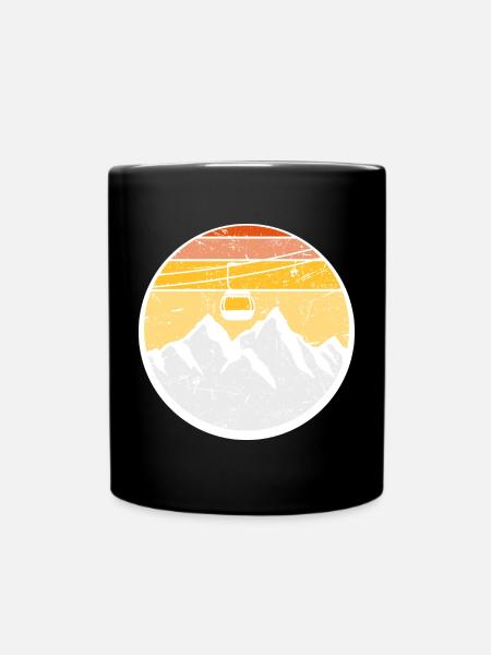 Gondel Bahn Berge Ski Urlaub Seilbahn Lift Liebe - Tasse einfarbig - Schwarz