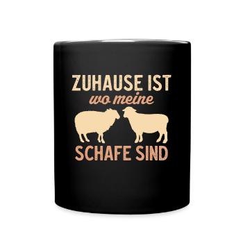 Zuhause ist wo meine Schafe sind - Tasse einfarbig - Schwarz - Vorne