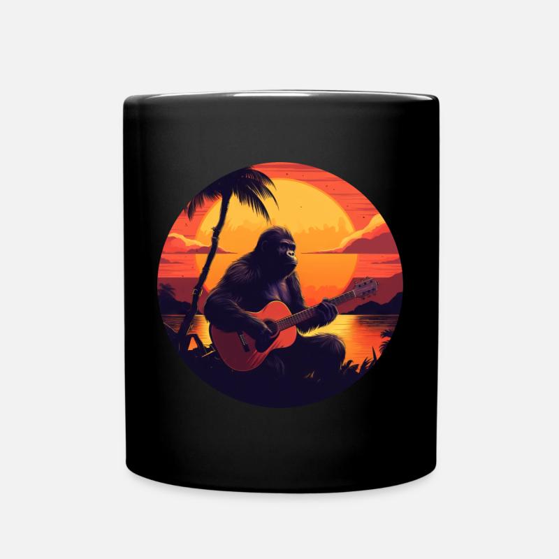 Gorilla-Gitarrist im Sunset: Akustik-Vibes Design - Tasse einfarbig - Schwarz