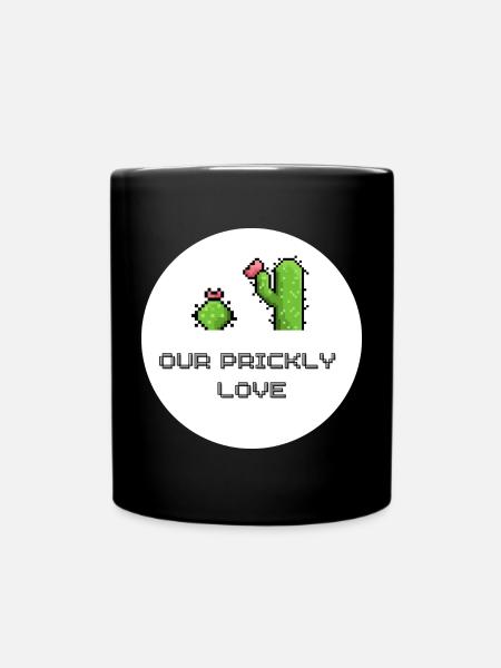 Our Spiky Love Pixel Art - Full Colour Mug - black