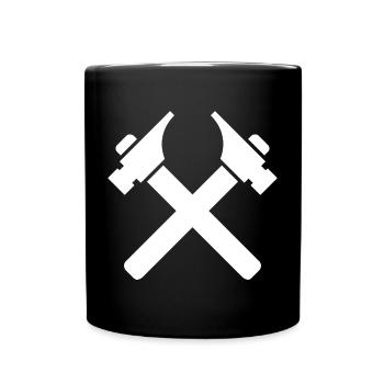 Werkzeuge Hammer Symbol Logo Handwerker Tischler - Tasse einfarbig - Schwarz - Vorne