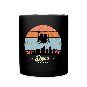 Drums Vintage Music Retro Sunset - Full Colour Mug - black - Front