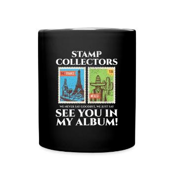 Stamp Collecting Collector Philatelist - Full Colour Mug - black - Front