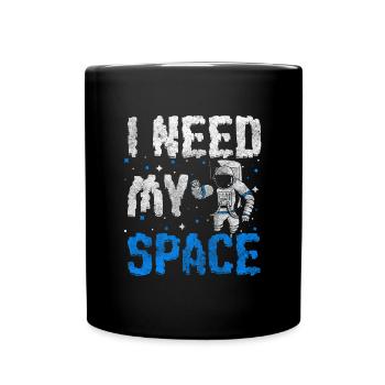 Weltraum Planeten Raumanzug Rakete - Tasse einfarbig - Schwarz - Vorne
