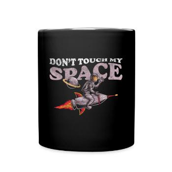 Weltall Planet Raumanzug Rakete - Tasse einfarbig - Schwarz - Vorne