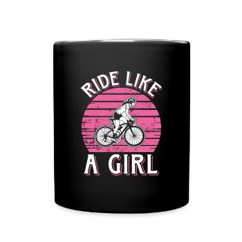 Ride Like A Girl Bike Fahrrad - Full Colour Mug - black - Front
