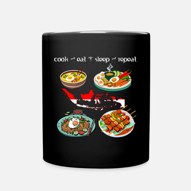 Indonesische Küche - Nasi Goreng - Satay - Soto - Tasse einfarbig - Schwarz
