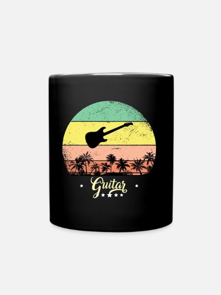 Gitarre Vintage Musik Retro Sunset - Tasse einfarbig - Schwarz
