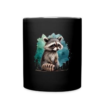 Cute raccoon - Full Colour Mug - black - Front