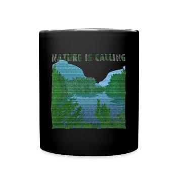 La nature appelle l’effet de jute de paysage fluvial - Mug uni - noir - Devant