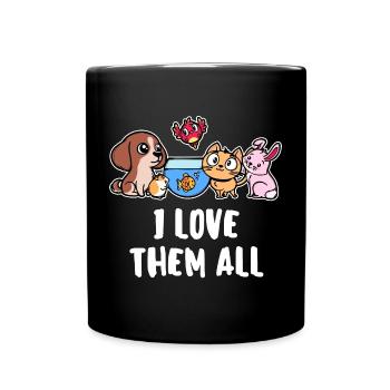 Fish I Love Animals Pets Statement Dog - Full Colour Mug - black - Front