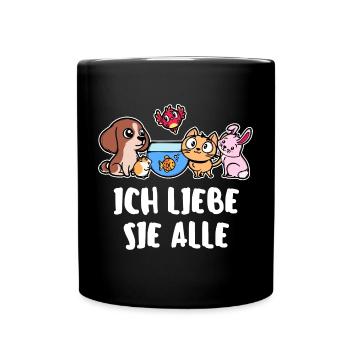 Haustiere Statement Katze Häschen Fisch Hund Tiere - Tasse einfarbig - Schwarz - Vorne