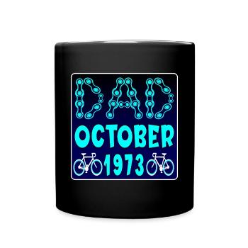 51. Geburtstag - Radfahrender Vater Oktober 1973 - Tasse einfarbig - Schwarz - Vorne