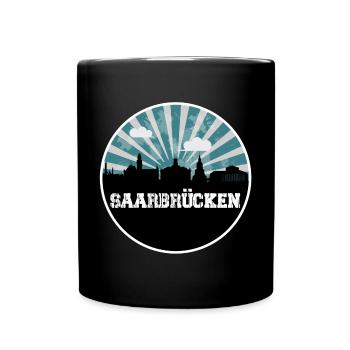 Saarbrücken Blue Hour Skyline - Full Colour Mug - black - Front