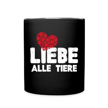 Ich Liebe Tiere Herz Statement Haustiere - Tasse einfarbig - Schwarz - Vorne