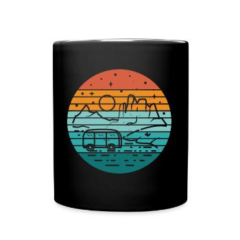 Retro Camper Bus Caravan Vintage Camper Graphic - Full Colour Mug - black - Front