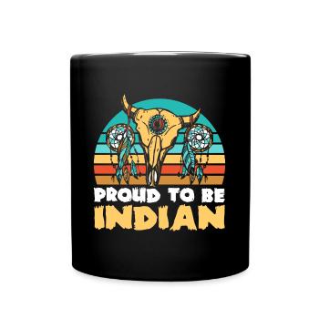 Crâne amérindien Aigle américain - Mug uni - noir - Devant