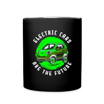 Elektromobilität Auto Strom Klimaschutz - Tasse einfarbig - Schwarz - Vorne