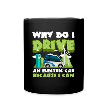 E-Auto Save the Planet Umweltschutz - Tasse einfarbig - Schwarz - Vorne