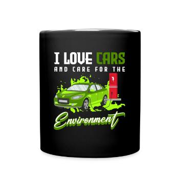 Elektroauto Umwelt Klimawandel - Tasse einfarbig - Schwarz - Vorne