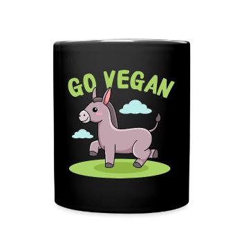 Esel-Design für stolze Veganer - Tasse einfarbig - Schwarz - Vorne