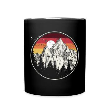 Retro Mountain Sunset Circle - Full Colour Mug - black - Front