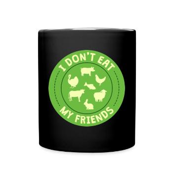 Friends Cow Sheep Rabbit Design for Vegans - Full Colour Mug - black - Front