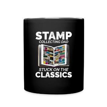 Vintage Briefmarkensammler Vater Philatelist - Tasse einfarbig - Schwarz - Vorne