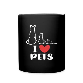 I Love Pets Dog Cat Rat Statement - Full Colour Mug - black - Front