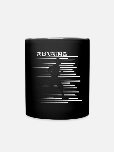Courir, facile, actif, courir, rayures cool - Mug uni - noir