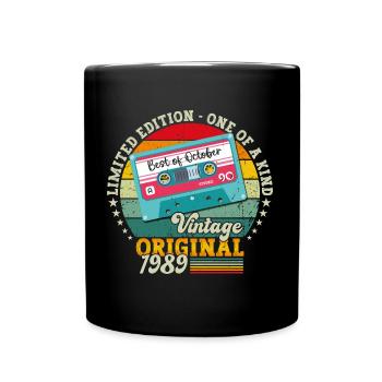 34th Birthday Retro Cassette Best of Octobre 1989 - Mug uni - noir - Devant